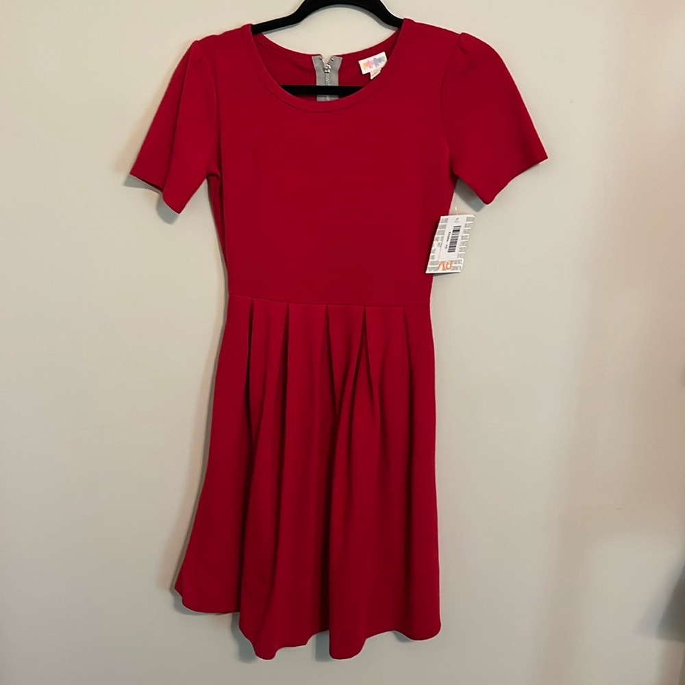 XS Solid Red LuLaRoe Amelia Dress